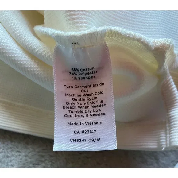 Talbots Women’s Sz.XL Ribbed Portrait Collar Top Blouse Cream cotton Blend - Picture 4 of 10